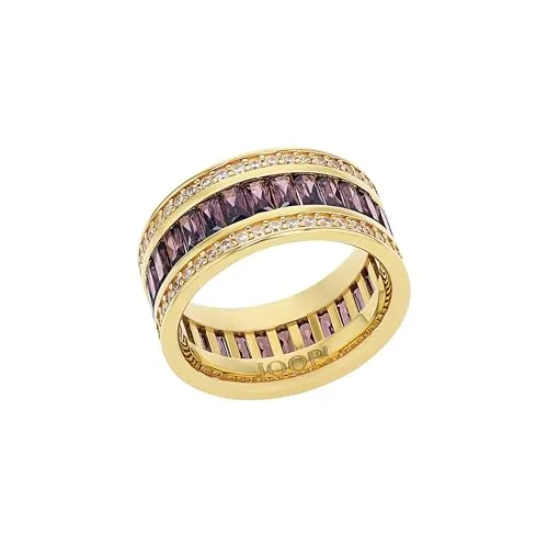 JOOP! Ring für Damen, Silber 925, mit Zirkonia, 10 mm, gold, Geschenkidee, kommt in Schmuck Geschenk Box