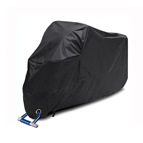 Wasserdicht Motorradabdeckung Roller Abdeckplane Motorradgarage Outdoor 190T Motorradplane Cover Schutzhülle Staubdicht, 245 * 105 * 125 cm Schwarz