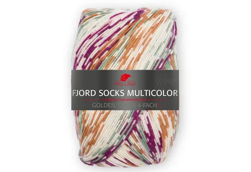 Pro Lana FJORD SOCKS Multicolor Häkelwolle, 420 m (4-fach Sockenwolle mit einzigartigem Fjordmuster), 100 g