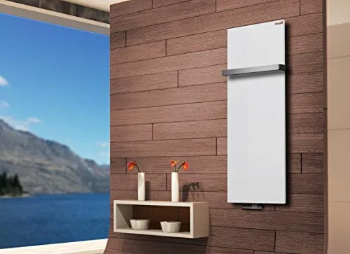 BADHEIZKÖRPER Design Mirror Steel 2 120x47cm 799 W weiß +1 Halter 30mm SZAGATO Handtuchwärmer Handtuchtrockner Handtuchhalter Paneelheizkörper vertikal Mittelanschluß Flachheizkörper