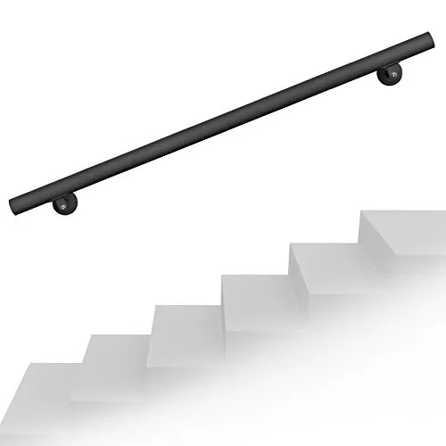 Handlauf Treppe 190cm aus Edelstahl, Schwarz - Campingmöbel mit zeitloser Eleganz - Der pulverbeschichtete Edelstahl-Handlauf bietet sicheren Halt und einfache Montage für Treppen und Flure.