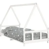 vidaXL Kinderbett Weiß 90x200 cm aus massivem Kiefernholz - Betten für Kinder, kreatives Hausdesign für mehr Spaß und Privatsphäre, robustes Kiefernholz sorgt für Stabilität und Langlebigkeit.