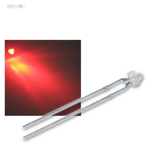 LED 1,8mm ROT, Linse diffus weiß, im Set, rote LEDs, rouge, rojo, rosso, red 100