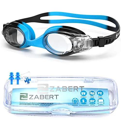 ZABERT Schwimmbrille für Kinder, K1 Schwimmbrillen Kinderschwimmbrille Chlorbrille für Jugendliche Kinder Kind Junior Jungen Mädchen 2 3 4 5 6 7 8 9 10 11 12 Jahre Schwarz Blau 2