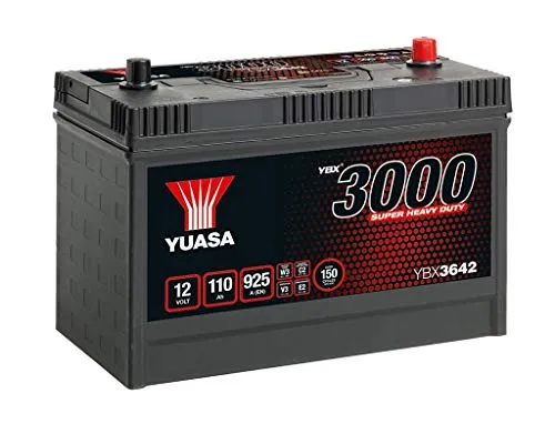 YUASA Autobatterie 110Ah 12V 925A YBX3642 - Leistungsstarke 110Ah Starterbatterie für verschiedene Fahrzeugmodelle, ideal für zuverlässigen Start und hohe Energieeffizienz.