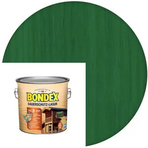 Bondex Holzlasur Dauerschutz-Lasur 2,5l - Wetterfest in Tannengrün - Farben & Lacke - Hochwertige lösemittelhaltige Lasur für Außenanwendungen, bietet bis zu 8 Jahre Intensivschutz gegen Witterungseinflüsse und betont die natürliche Holzmaserung.
