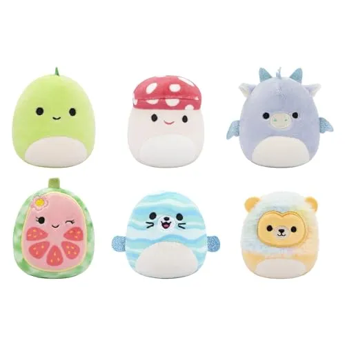 Micromallows Squishmallows Original 6-Pack – Cortez Caterpillar, Dane Dragon, Fl
