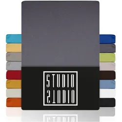 STUDIO Spannbettlaken Basic, viele Größen, 100% gekämmte Baumwolle, OEKO-TEX 100, Jersey, Baumwolle, Gummizug: rundum, (1 Stück), 90x200 cm Bettlaken Spannbetttuch bis 25 cm Höhe - Grau grau 90 cm x 200 cm