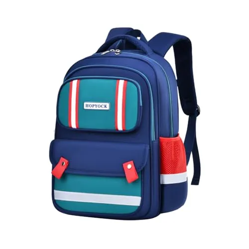 HOPYOCK-Schulrucksack für Jungen Mädchen Kinder,Multi-Pocket Unisex Kinder Rucksäcke mit Nacht Reflexion,Grundschule Rucksack zurück Schultaschen