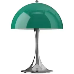 Louis Poulsen Panthella 250 Tischleuchte Portable V3 - Chrome Opal Green - Ikonische portable Tischleuchte im kompakten Design – ideal für stilvolle Wohnräume. Mit USB-C-Ladekabel und Touch-Dimmer für individuelle Lichtstimmungen. Spritzwassergeschützt und flexibel einsetzbar.