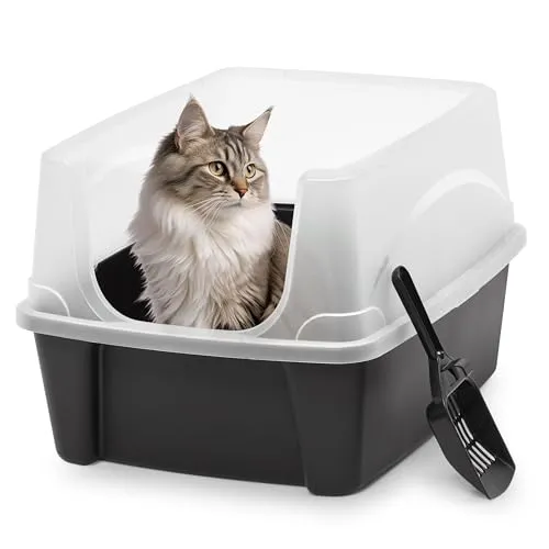 Iris Ohyama Katzentoilette XXL mit Schaufel, Schwarz von Iris Ohyama
