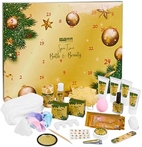 BRUBAKER XXL Beauty Adventskalender 2024 - Gold - Adventskalender für Frauen mit 24 duftenden Körperpflege- und Spa-Produkten. Verwandeln Sie die Vorweihnachtszeit in ein aufregendes Wellness-Erlebnis!