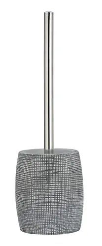 WENKO WC-Garnitur Gilba, hochwertiger Bürstenhalter aus stabilem Polyresin in Trendiger Optik, inklusive Toilettenbürste, Ø 11,3 x 37 cm, Grau