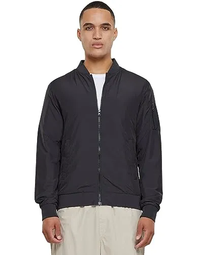 Urban Classics Herren Light Jacket Bomber Jacke, Schwarz, M EU - Funktionsjacken für Herren, ideal als Übergangsjacke – leicht, wasserabweisend und mit praktischem Reißverschluss sowie mehreren Taschen.