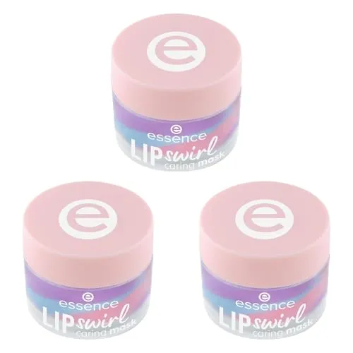 essence LIP swirl caring mask, Lippenmaske, Nr. 01, Mehrfarbig, glättend, pflegend, strahlend frisch, transluzent, vegan, ohne Parabene, ohne Mikroplastikpartikel, Nanopartikel frei, 3er Pack (3x8g)