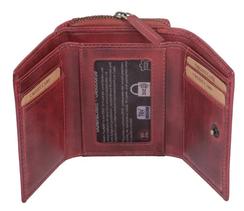 GlücksNugget Geldbörse Echtleder Damenbörse mit 8 Kartenfächern & Sichtfenster – Kl