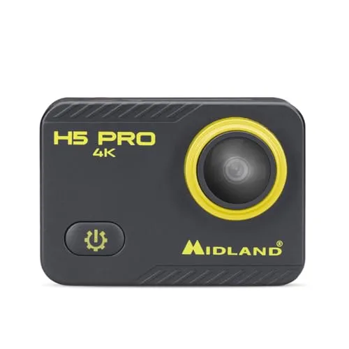 Midland H5 PRO Ultra HD 4k Action Kamera - Action-Cam mit 4K Videoauflösung und 16MP Fotos, ideal für Abenteuer mit 30m Wasserdichtigkeit und WiFi-Funktion zur Steuerung per App.