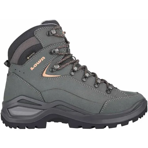 Lowa Renegade Evo GTX Mid Ws Damen (Graphit/Aprikose) 41.5 EU - Wanderschuhe mit GORE-TEX Futter für atmungsaktive, trockene Füße und optimale Dämpfung dank Monowrap ATC Sohlenkonstruktion - ideal für anspruchsvolle Wanderungen.
