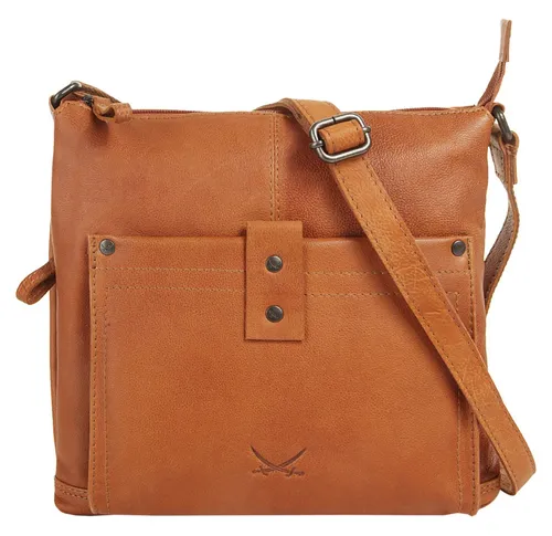 Sansibar Umhängetasche aus echtem Leder in Braun - Handtaschen aus hochwertigem, echtem Leder mit vintage Optik. Die Tasche bietet praktisches Handyfach und ist handgepäcktauglich.