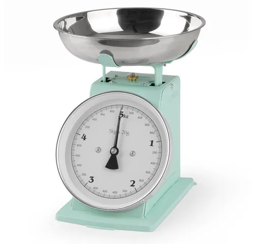 GOURMETmaxx Küchenwaage Retro in Mint - Küchenwaage im Retro-Design, aus hochwertigem Edelstahl, ideal für stilvolle Küchen und präzises Abwiegen von Zutaten.