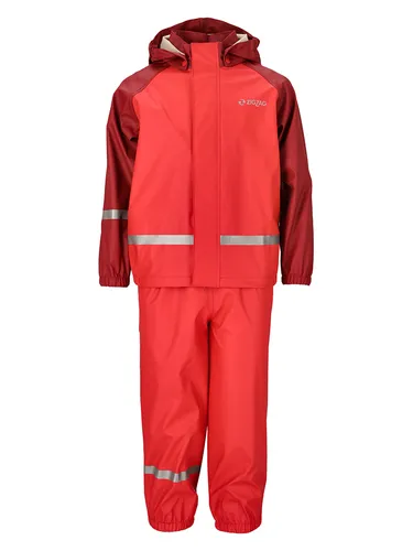 ZIG ZAG - Kid's Gilbo PU Set - Regenjacke Gr 98-104 - Funktionsjacken für Kinder: Wetterfeste Regenjacke mit Hose in Rot, ideal für regnerische Tage. Mit Kapuze, wind- und wasserdicht, perfekt für die Freizeit!