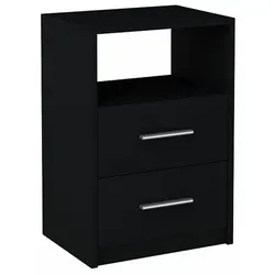 Matkam Möbel Nachttisch, Schwarz, Holzwerkstoff, 40x58.5x35 cm - Eleganter Nachttisch für Schlafzimmer, bietet viel Stauraum mit zwei Schubladen und einem offenen Ablagefach. Ideal für kleine Räume und pflegeleicht dank kratzfester, wasserabweisender Oberfläche.