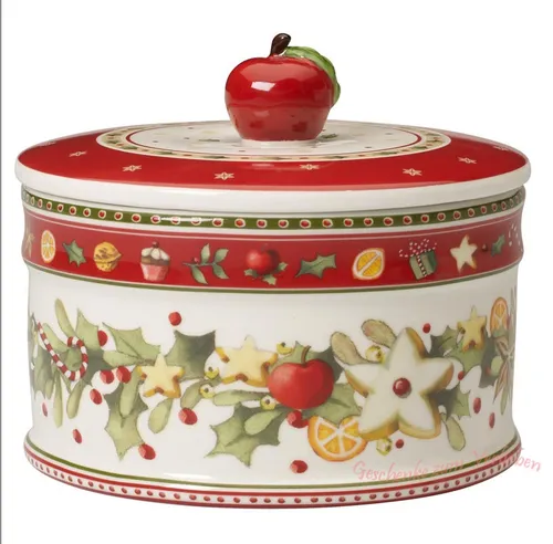 V & B Winter Bakery Delight Gebäckdose mittel 11x13 cm - Butterdosen aus hochwertigem Porzellan, glänzendes Finish und ideal für die stilvolle Aufbewahrung Ihrer Leckereien.