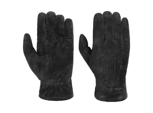 Stetson Basic Pigskin Lederhandschuhe Einfarbig Herren Herbst Winter Robust Geschmeidig schwarz 10 HS