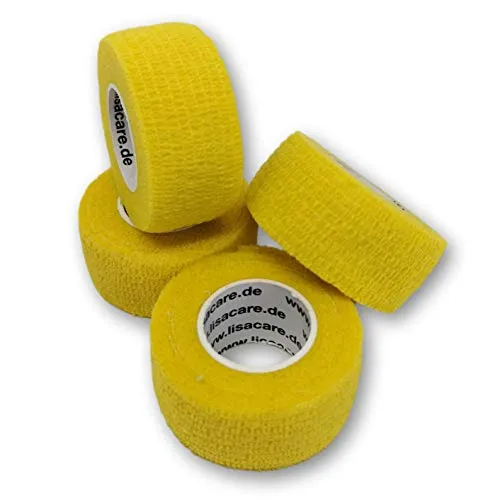 LisaCare Fingerpflaster selbsthaftend - elastisches, wasserfestes, staub- fett- und schmutzabweisendes Pflaster - GELB - 4 Rollen á 2,5cm x 4,5m