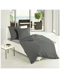 BIERBAUM Bettwäsche Biber Uni, 3-teilig - Bettwäsche-Set aus hochwertigem Biber mit schlichter, zeitloser Optik in anthrazit. Ideal für einen gemütlichen Schlafkomfort und pflegeleicht bis 60°C waschbar.