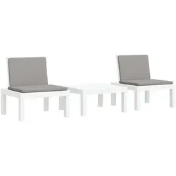 vidaXL 3-tlg. Garten-Lounge-Set mit Kissen - Weiß - Gartenmöbel-Set aus robustem Polypropylen (PP) mit verstellbaren Rückenlehnen in 5 Positionen für individuellen Komfort und flexibles Design. Ideal für Garten oder Terrasse.