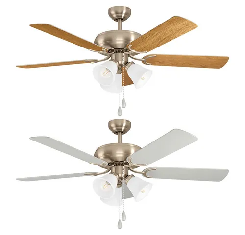 EGLO Deckenventilator LAS PALMAS - Eleganter Deckenventilator mit 5 Flügeln und Licht, ideal für Räume bis 27 qm. Sommer-Winter-Betrieb für ganzjährige Nutzung und hochwertige Materialien für langlebigen Einsatz.