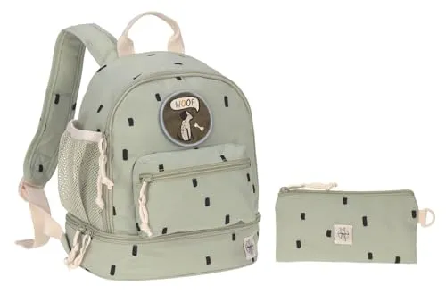 LÄSSIG Kinderrucksack Happy Prints - 27 cm, 6,5 Liter, wasserabweisend, ideal für Kindergarten und Ausflüge, mit verstellbarem Brustgurt, Helles Oliv