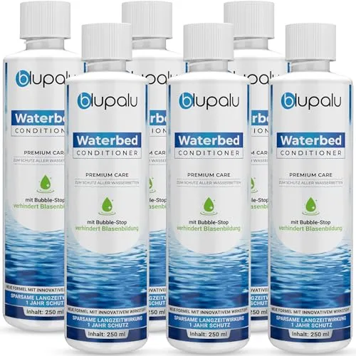 blupalu Wasserbett Conditioner Premium Care – 6X 250ml – Wasserbetten Konditionierer gegen Gerüche & Algen, Pflege für alle Wassermatratzen & Systeme Aller bekannten Hersteller