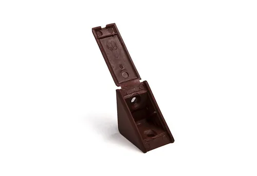 SO-TECH® Winkelbeschlag Korpusverbinder Eckverbinder 27 x 27 x 20 mm mit Klappdeckel (Spar-Set, 100 St), 100 Stück Möbelverbinder mahagonifarben