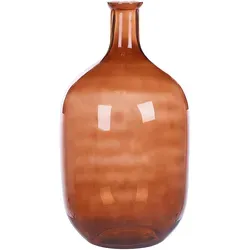 Runde Dekovase aus gefärbtem Glas handgefertigt Goldbraun 51 cm - Vasen - Handgefertigte, goldbraune Glasvase in trendiger Flaschenform, ideal für getrocknete oder künstliche Blumen. Perfekt für Tische und Regale, eine stilvolle Geschenkidee!