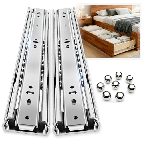 Schwerlastauszug 2 Stück Schubladenschienen Vollauszug 250 300 350 400 450 500 600 700 800 900 1000 mm Schubladenauszug Schienen für Schubladen Tragkraft 64 kg 1 Paar (Without Lock, 600mm)