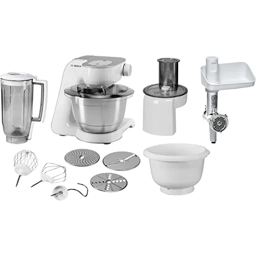 Bosch MUM 58258 Küchenmaschine - Weiß - Küchenmaschine mit 1000 W Leistung, 3D Planetary Mixing und 3,9 l Edelstahl-Rührschüssel für perfekte Teigverarbeitung. Ideal für Hobbyköche und Backliebhaber.