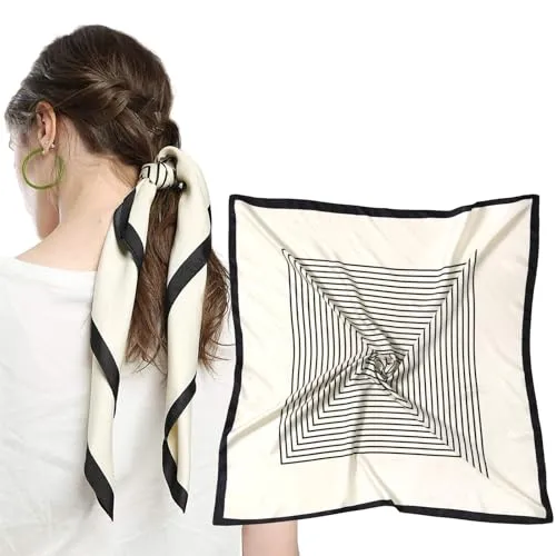 MEANBEAUTY Damen 70 x 70 cm Seidenschal Seide Leicht Bandana mehrfarbig Schal Kopftuch Haarschal-Blumen 2