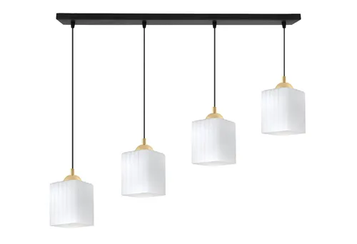 LAMPA WISZĄCA RIFFLE CZARNO-ZŁOTA 4-PŁ BIAŁY SZEŚCIAN E27