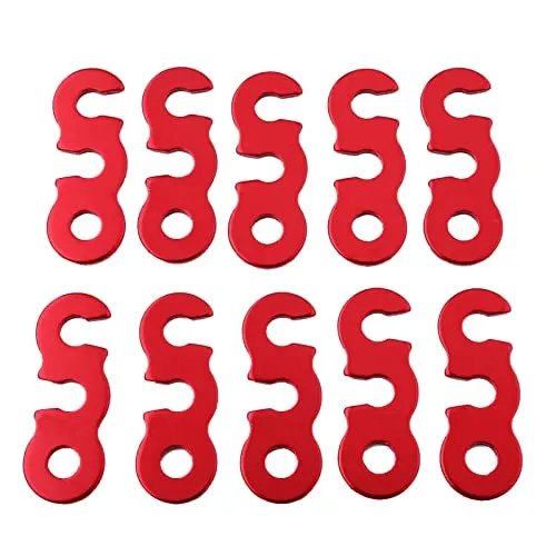 Zeltleinenspanner Schnurspanner Seilspanner Guyline Cord Zelt Wind Seil Schnalle Guyline, 10 Wind Seil Schnallen Aluminiumlegierung Guyline Wind Seil Schnurversteller für Cam (Trompette-Rot)
