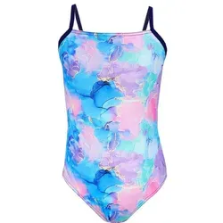 Aquarti Badeanzug Aquarti Mädchen Badeanzug mit Spaghettiträgern Streifen blau|lila|rosa 140