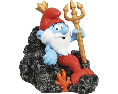 Aquariumdekoration AQUA DELLA Schlümpfe Papaschlumpf als Neptun ca. 9 x 7 x 8 cm