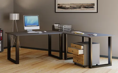VCM my office Lona Schreibtisch anthrazit, U-Fuß-Gestell schwarz 160x80 cm - Kinderschreibtische – kratzfester und pflegeleichter Schreibtisch mit harmonischem Design, ideal für ein angenehmes Arbeitsumfeld.