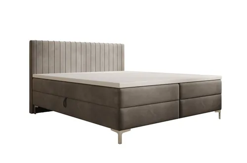 Luxusbetten24 Boxspringbett Leona Samt, mit Stauraum