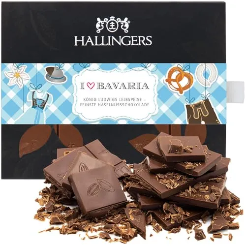 Hallingers Genuss Manufaktur Vollmilch Edel-Schokolade mit Haselnuss-Nougat - handgemacht, alkoholfrei|Made in Bayern