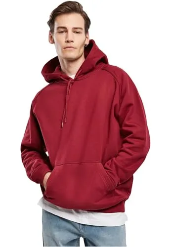 URBAN CLASSICS Herren Blank Hoody 4XL rot - Herren-Sweatshirt in unifarbenem burgundy, aus 65% Baumwolle und 35% Polyester, ideal für Komfort und Stil, Maschinenwäsche möglich.