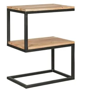 Wohnling Beistelltisch WL5.208 aus Akazie - Ablagetisch mit modernem Design, 2 Ablageböden und stabiler Konstruktion aus massivem Akazienholz und Metall – ideal für stilvolle Akzente im Wohnzimmer.