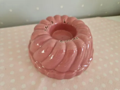 Teelichthalter Backform Kuchen Keramik  D12xH5,5cm Rosa