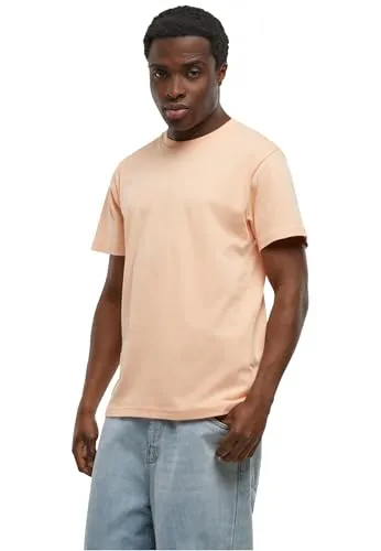 Build Your Brand Herren T-Shirt Round Neck, Männer Basic T-Shirt mit Rundhalsausschnit, Regular Fit, Baumwolle, Softapricot, M